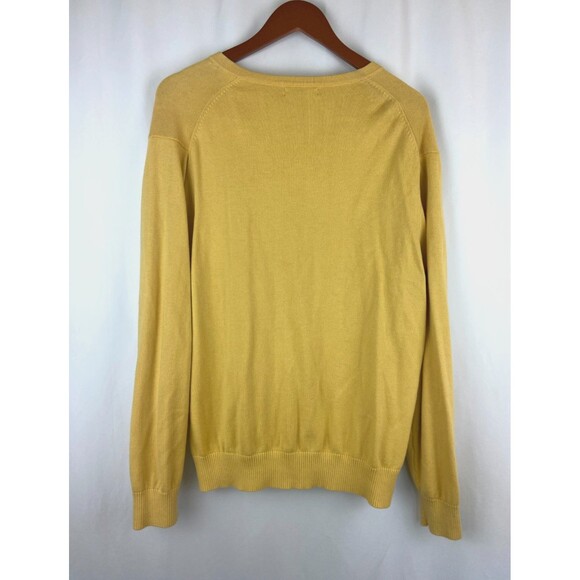 EUC Lands' End V-Neck Long Sleeve Sweater Men Large 42-44 Yellow Preppy Cotton - Picture 2 of 9